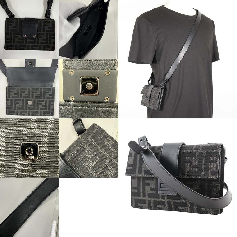 Fendi Zucca Canvas Baguette Convertible Belt Bag Black - Picture 4 of 5